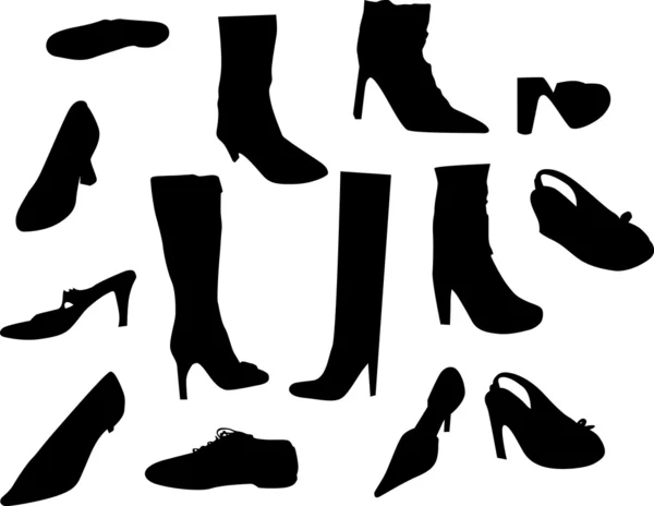 Silhouette di calzature di donna — Vettoriale Stock