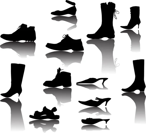 Footwears com reflexão —  Vetores de Stock