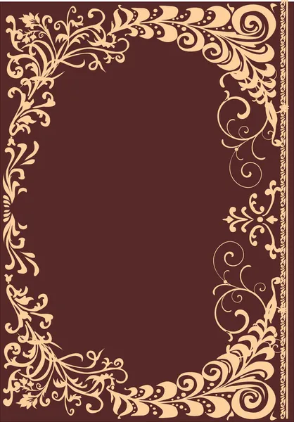 Bruin gekrulde floral frame — Stockvector