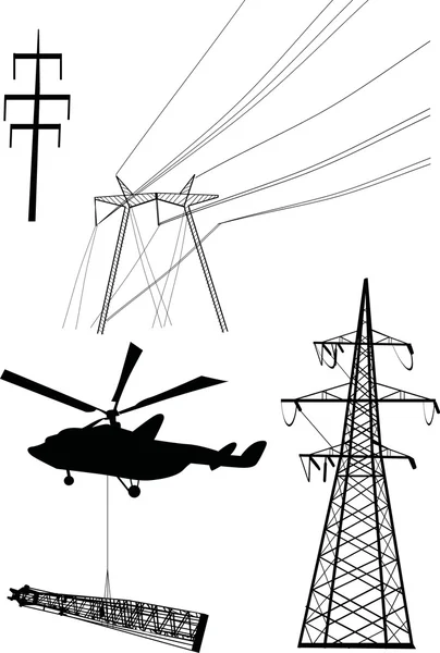 Ilustración de líneas de alto voltaje — Vector de stock