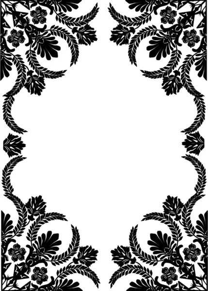 Zwarte patroon van floral frame — Stockvector