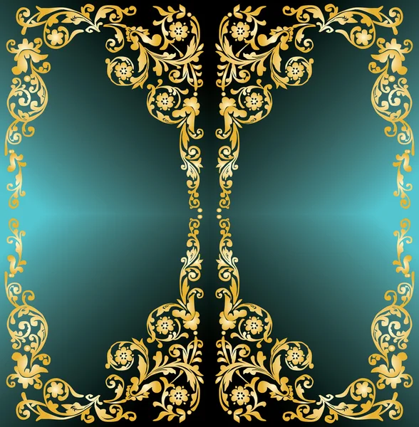 Two golden frames on blue — Stock Vector