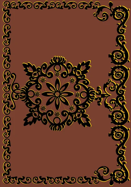 Чорна закручена рамка на коричневому фоні — стоковий вектор