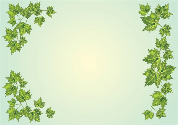 光背景上的绿色树叶帧 — 图库矢量图片