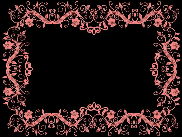 Marco de follaje rosa gorizontal — Archivo Imágenes Vectoriales