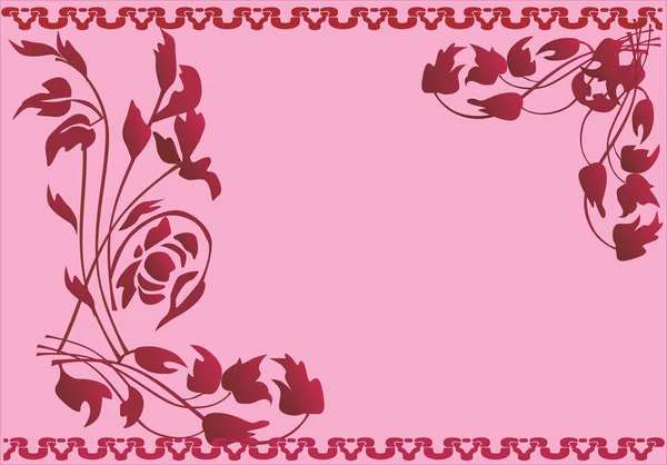 Marco floral rojo oscuro en rosa — Archivo Imágenes Vectoriales
