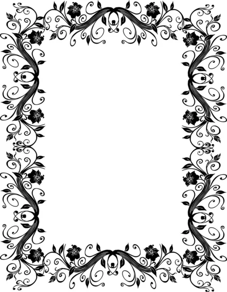Curled frame with black plants — Stock Vector