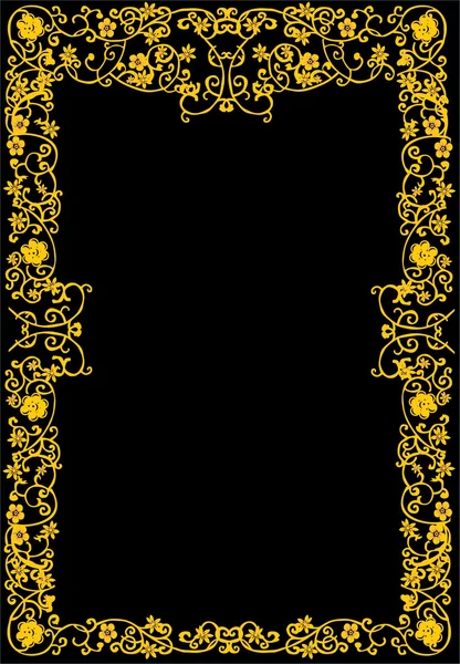 Astratto cornice arricciata in oro su nero — Vettoriale Stock