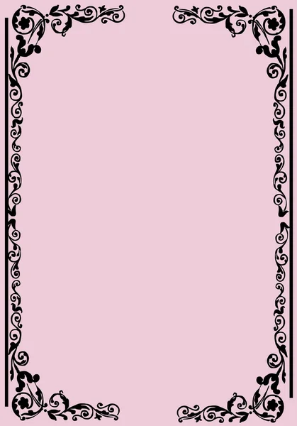 Cornice fogliame nero su rosa — Vettoriale Stock