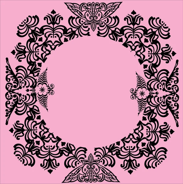 Black round on pink frame — Stock Vector