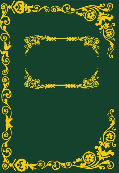 Cadre vertical en or sur vert — Image vectorielle