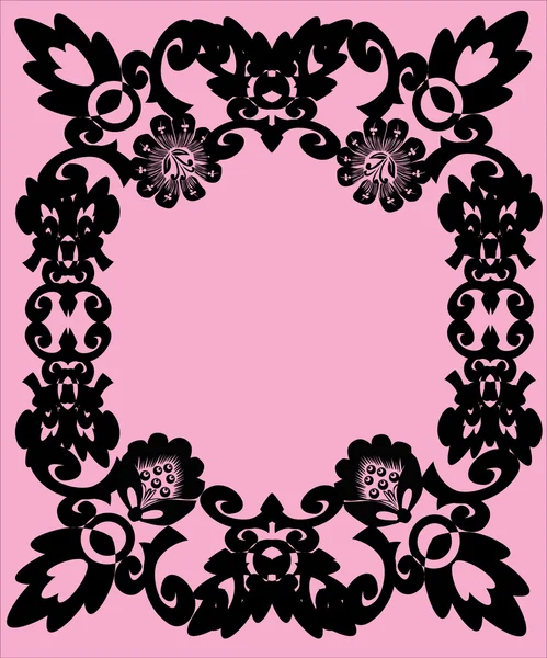 Листя чорна рамка на рожевому — стоковий вектор