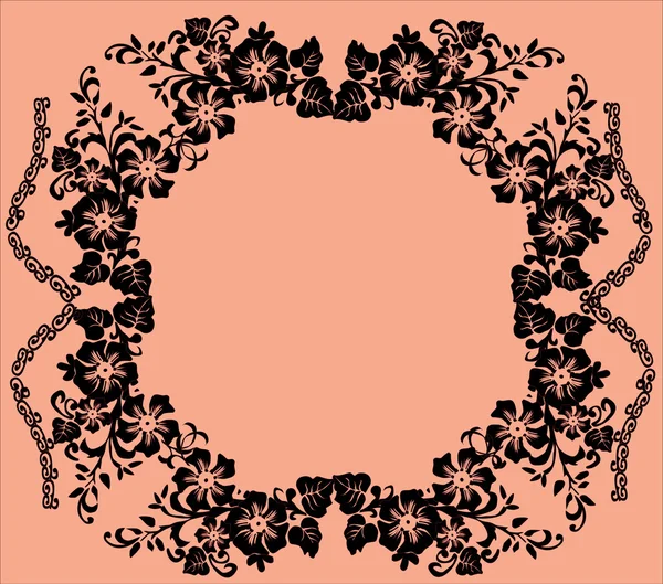 黒花対称フレーム — ストックベクタ