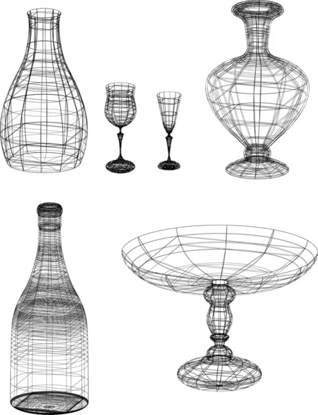 Пляшки та скляні ескізи — стоковий вектор