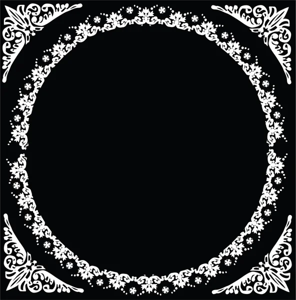Blanc rond cadre bouclé — Image vectorielle