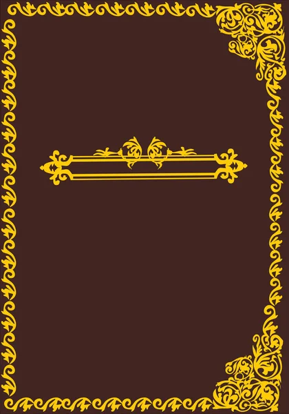 Marco vertical de oro en marrón — Vector de stock