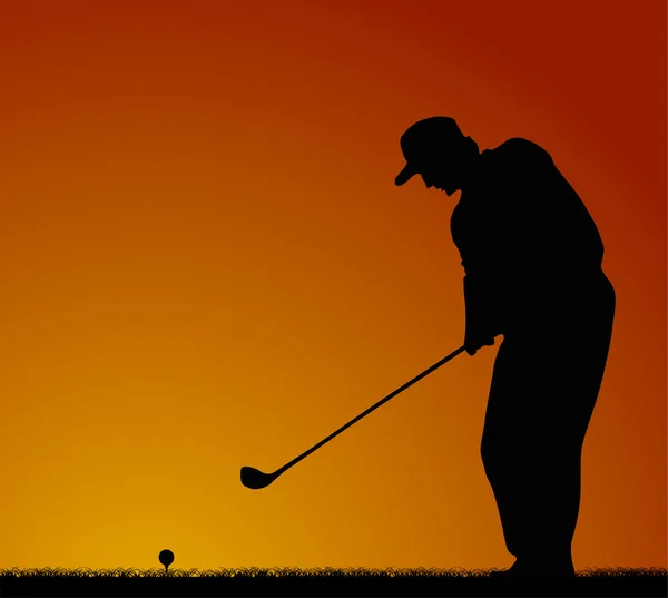 日没時のゴルフ — ストックベクタ