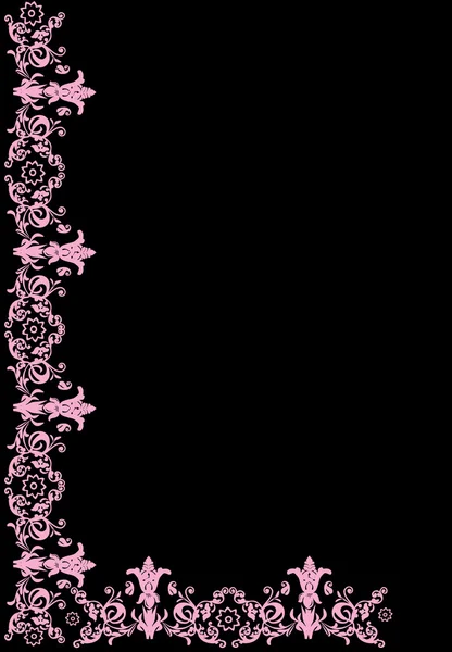 Mezza cornice astratta rosa su nero — Vettoriale Stock