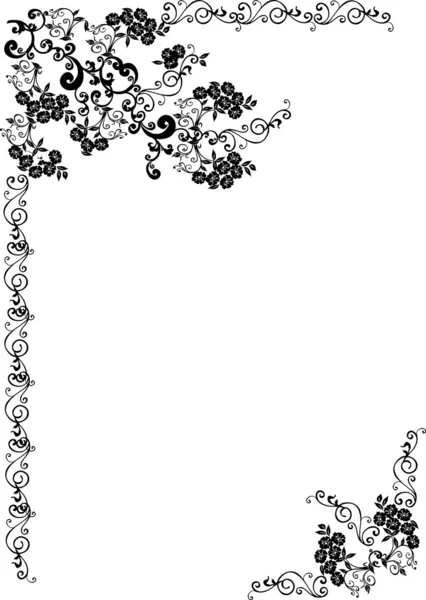 Boucle élégante fleur cadre noir — Image vectorielle