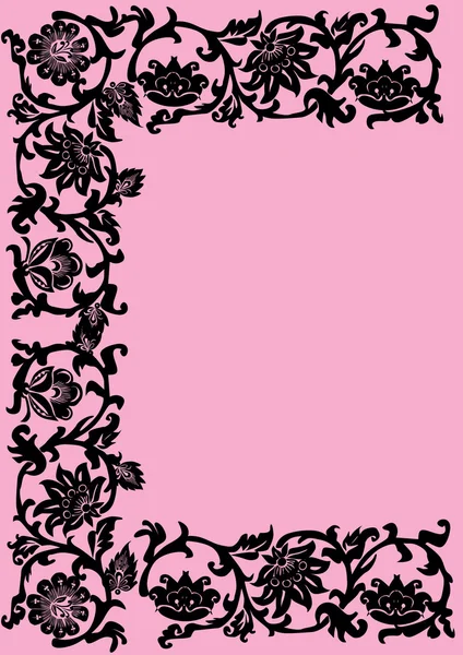粉红色的花卉半框架设计 — 图库矢量图片