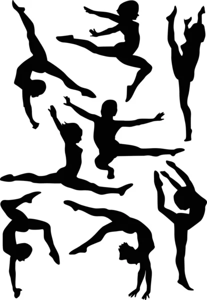 Gymnasts on white — Stock Vector