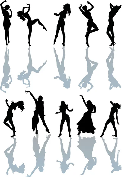 十个跳舞的女孩 — 图库矢量图片