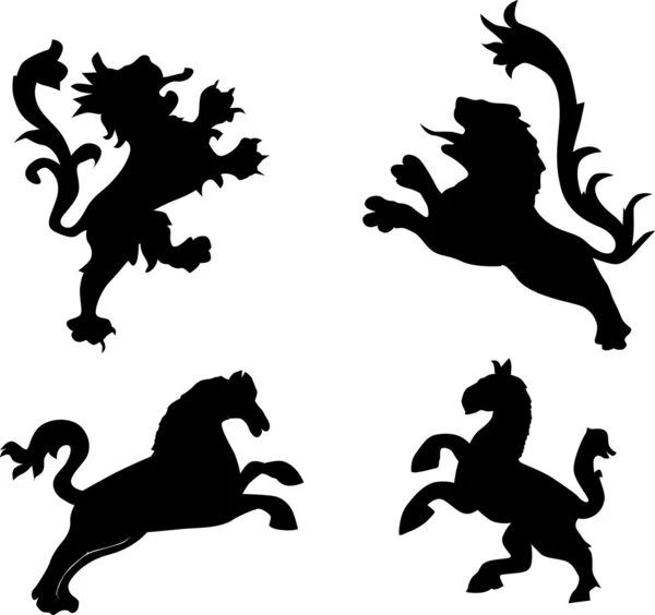 Vier heraldische dieren — Stockvector