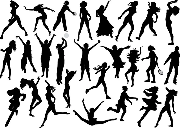 Twenty six women silhouettes — Stock Vector