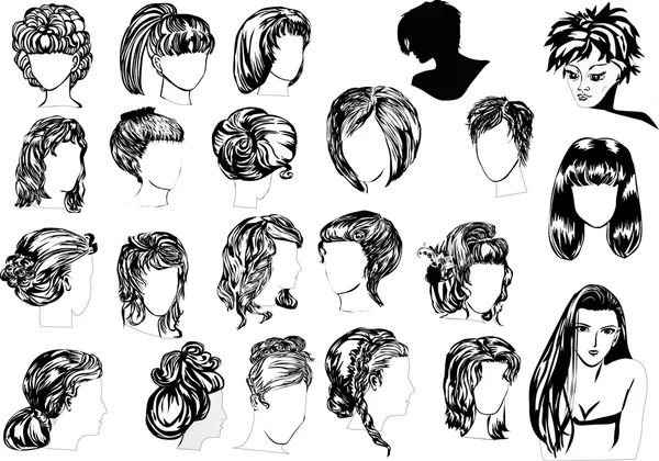 Zweiundzwanzig Frisuren für Frauen — Stockvektor
