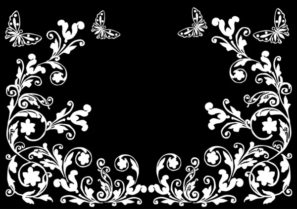 白 curles 和蝴蝶 — 图库矢量图片