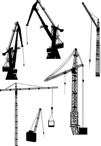Six building cranes — Stock Vector