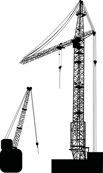 Two black building cranes — Stock Vector