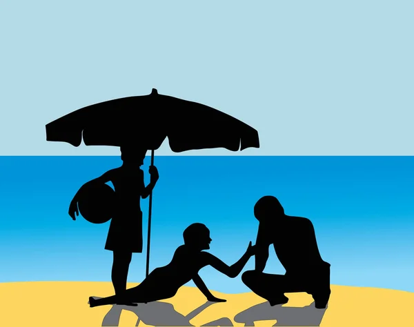 Famille près de la mer — Image vectorielle
