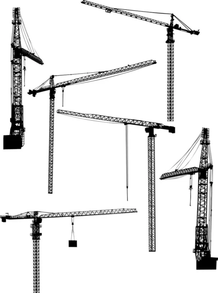 Six grues de bâtiment — Image vectorielle