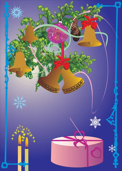 Rama de árbol de Navidad con campanas — Archivo Imágenes Vectoriales