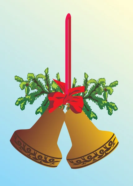 Два колокола на елке — стоковый вектор
