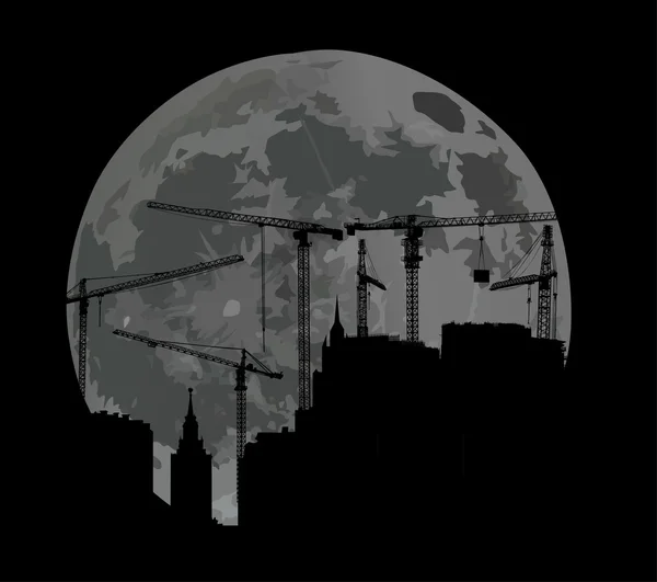 Bâtiment de la maison à fond de lune — Image vectorielle
