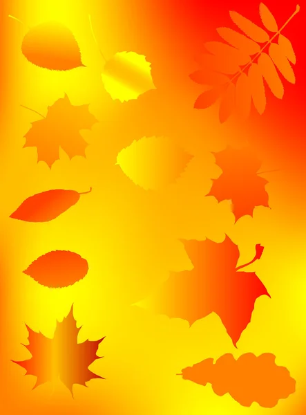 赤とゴールドの葉の背景 — ストックベクタ