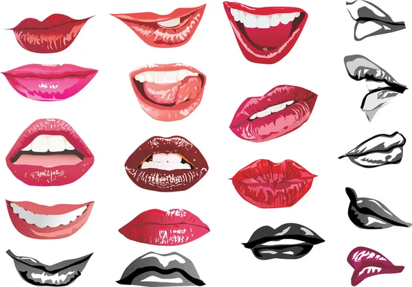 Dezenove mulheres lábios — Vetor de Stock