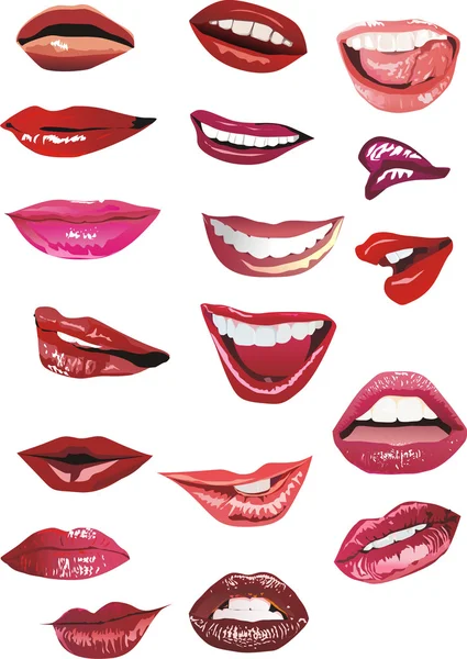 十八个妇女嘴唇 — 图库矢量图片