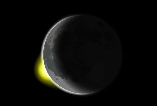 Luna y luz del sol en negro — Archivo Imágenes Vectoriales