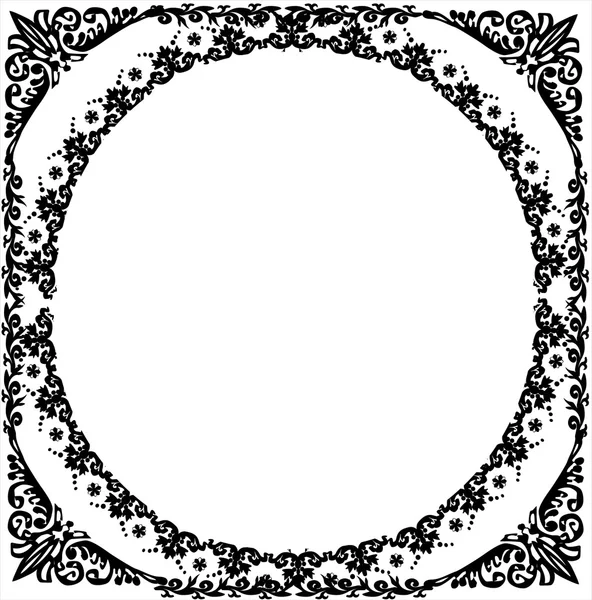 Décoration de cadre rond bouclé noir — Image vectorielle
