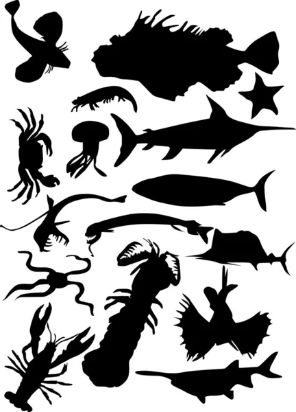 Conjunto de animais marinhos —  Vetores de Stock
