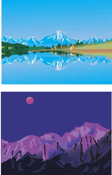 Deux paysages de montagne — Image vectorielle