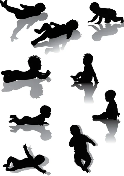 Ensemble d'enfants avec réflexions — Image vectorielle