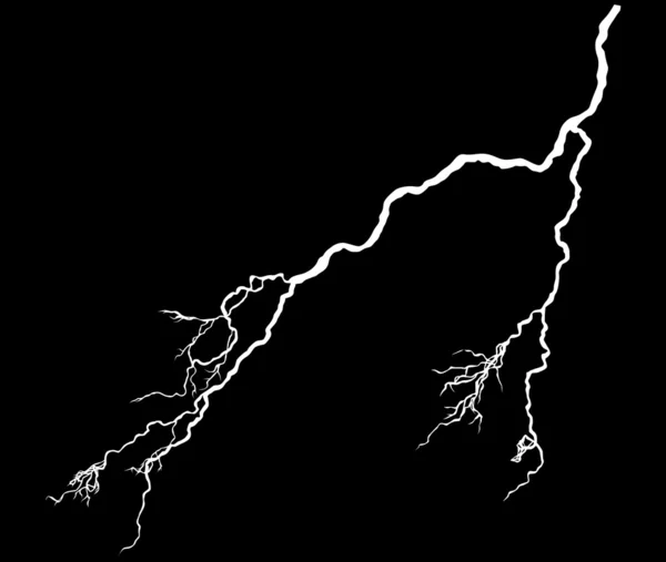 Bright lightning isolated on black — Stock Vector
