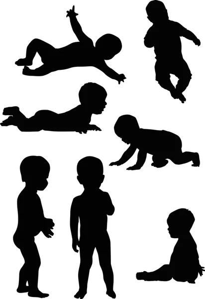 Bebek siluetleri koleksiyonu — Stok Vektör