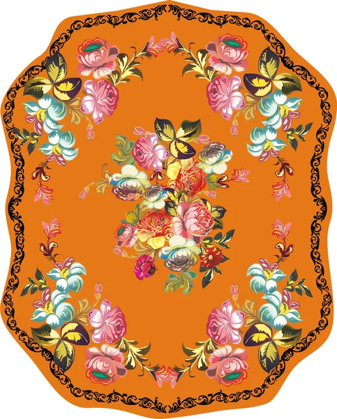Rose decoration on orange background — Stock Vector