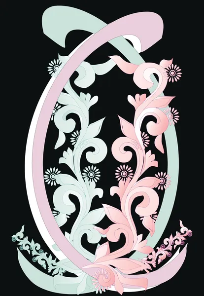 Ornamento rosa y azul sobre negro — Archivo Imágenes Vectoriales