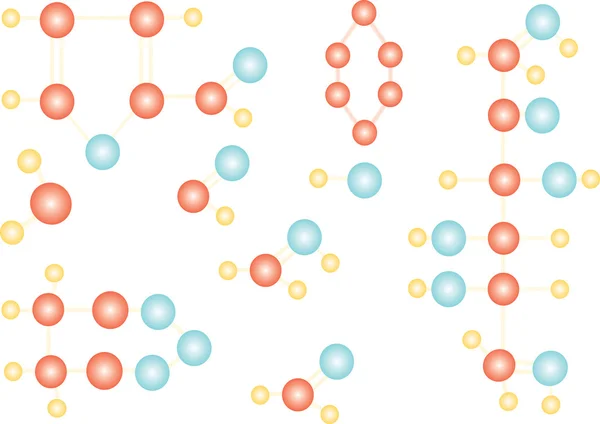 Collection de molécules isolées sur blanc — Image vectorielle